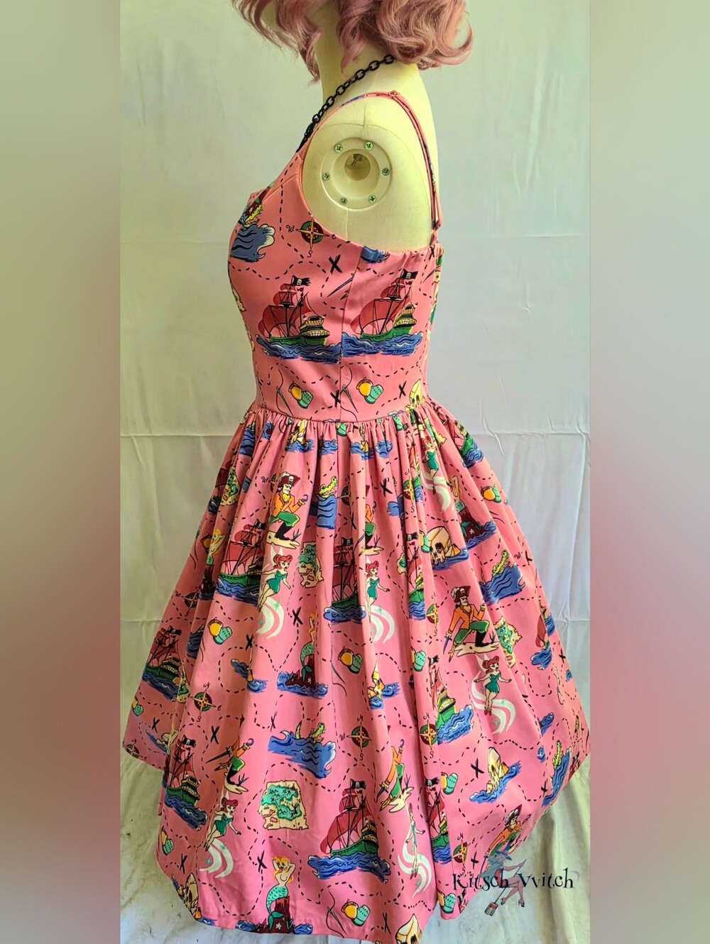 🪝Off The Hook - "Neverland" Jenny Dress Micheline Pitt Art Pinup Couture L - Picture 8 of 16